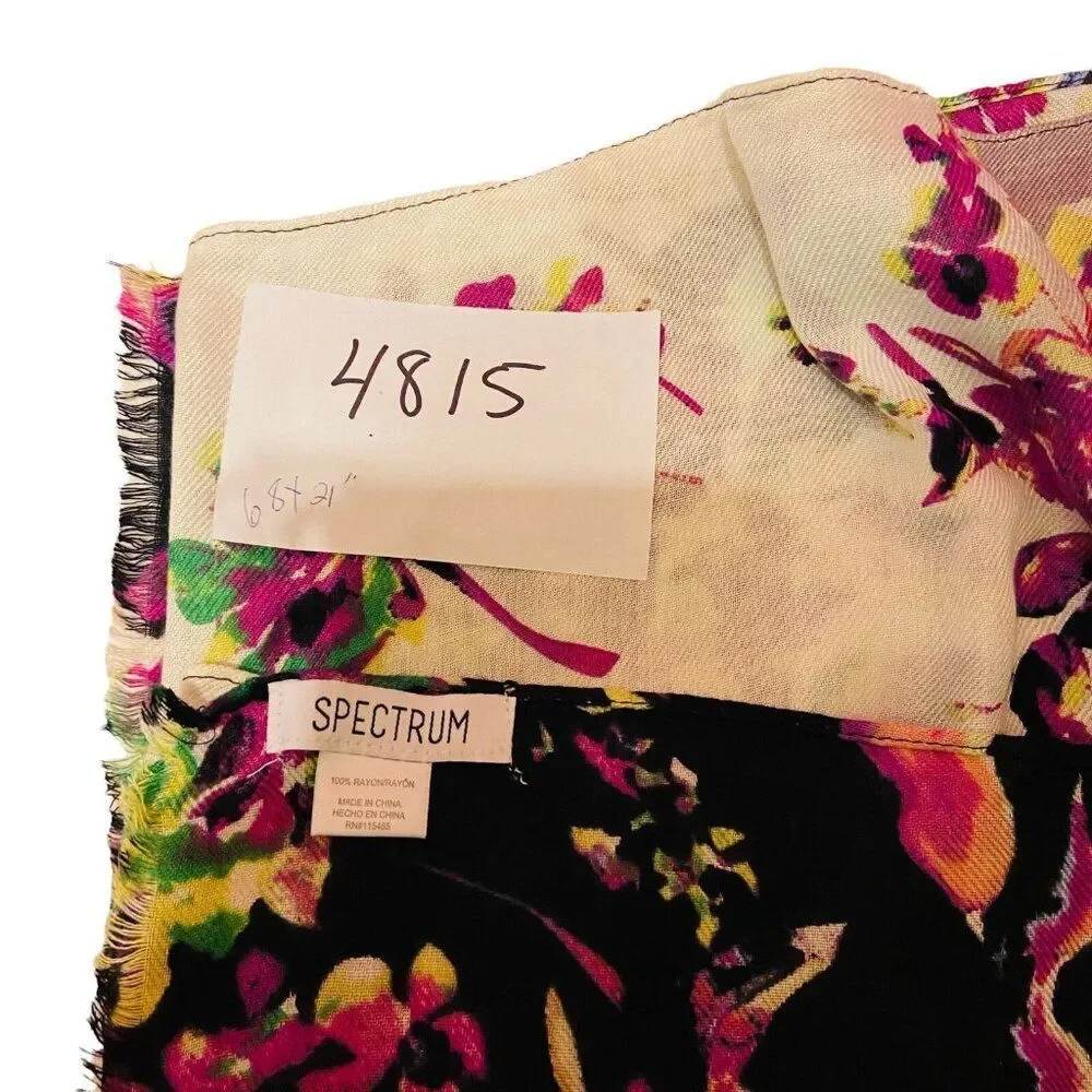 #4815 SPECRUM Black multi color Rayon scarf 38x21